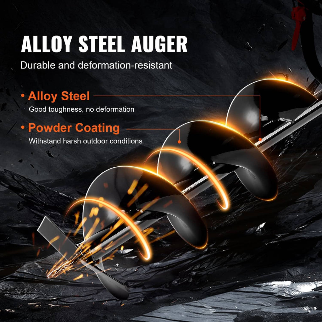 Spiraled alloy steel auger bit with dark blades and black shaft