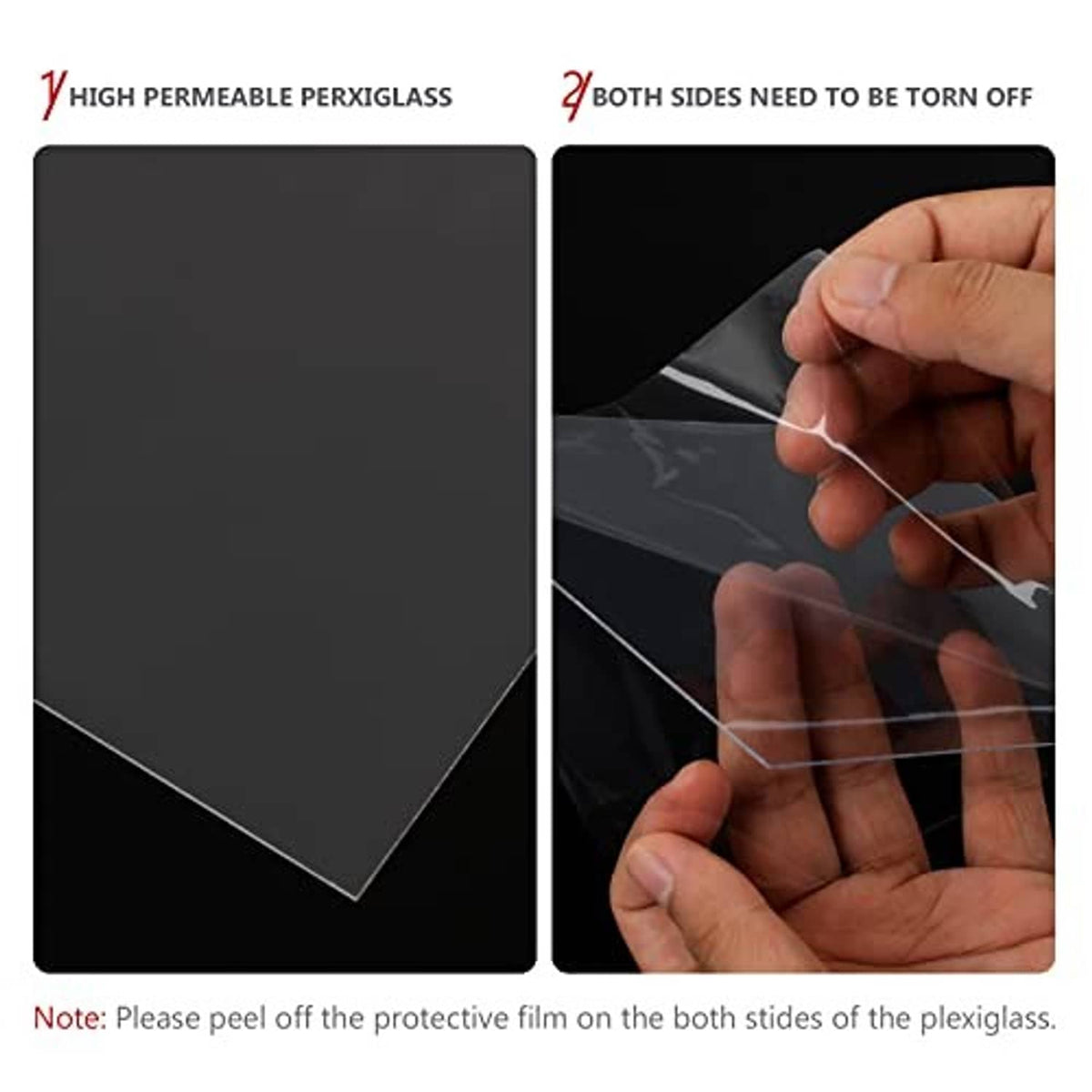 White 5x7 picture frame clear plexiglass cover with protective film notice