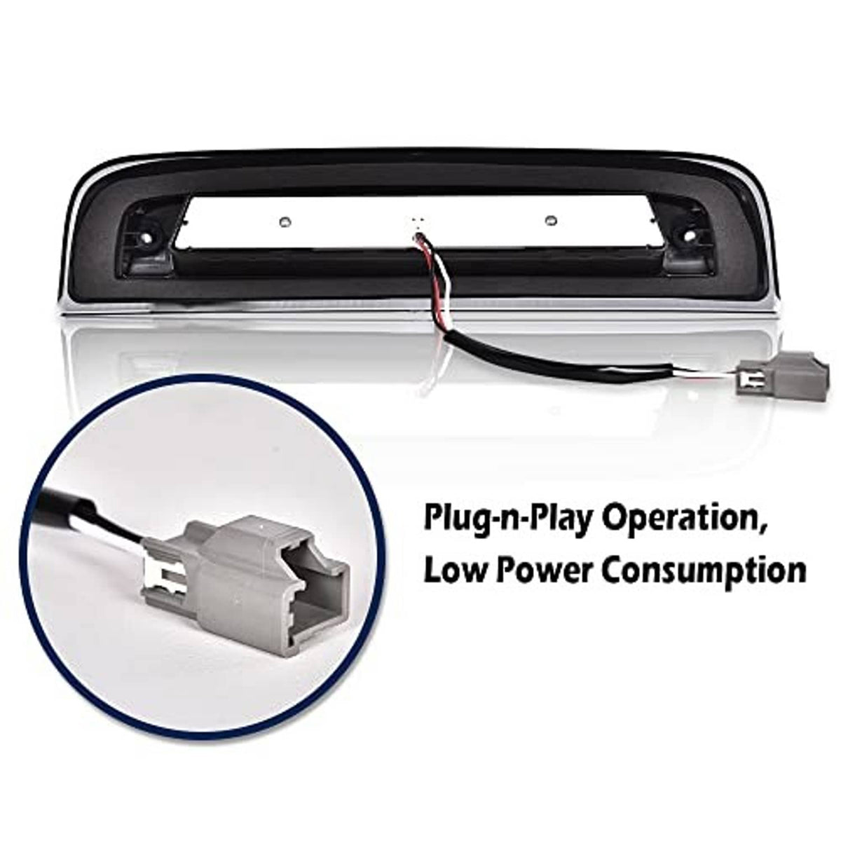 LED brake light wiring connector with plug-in OEM fitment plug