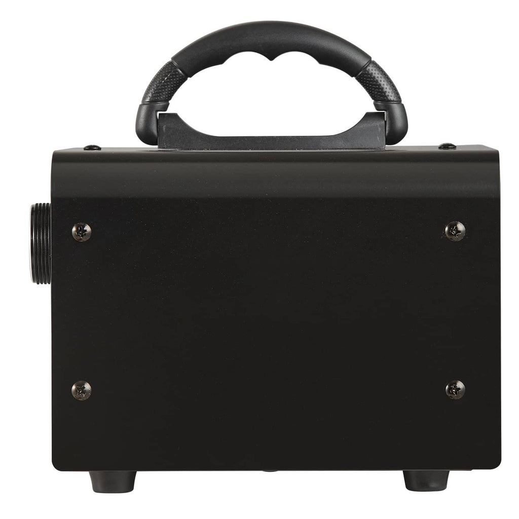 Black ozone generator machine rear view with carry handle and rubber feet