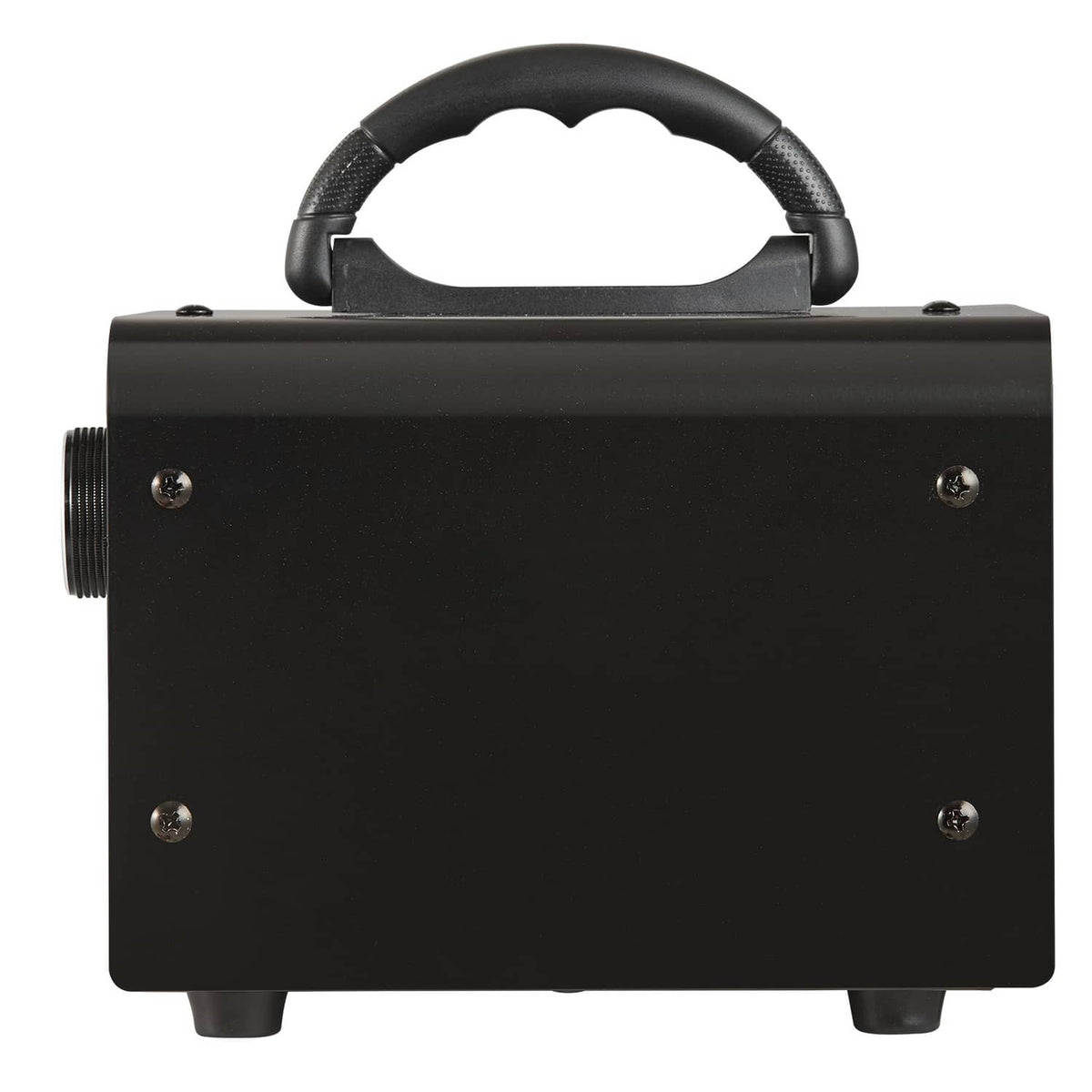 Black ozone generator machine rear view with carry handle and rubber feet
