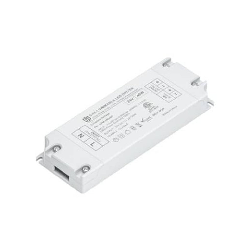 Dimmable 24V LED power supply, white metal case with wiring terminals