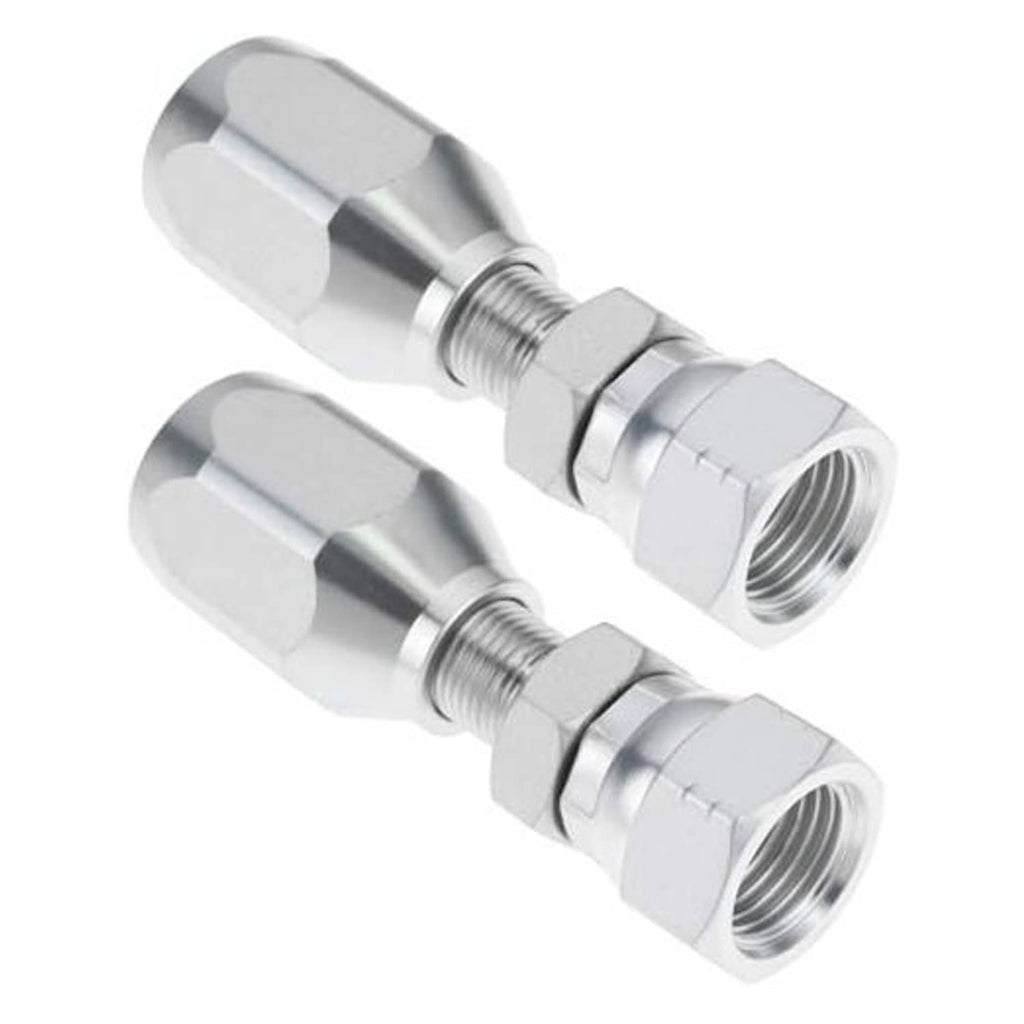 OTOTEC reusable 3/8 BSP hydraulic hose fitting, pair of silver hex adapters with threads