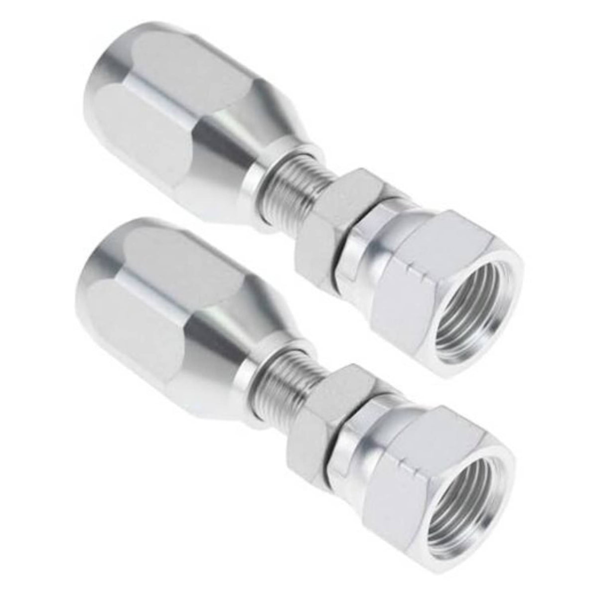 OTOTEC reusable 3/8 BSP hydraulic hose fitting, pair of silver hex adapters with threads