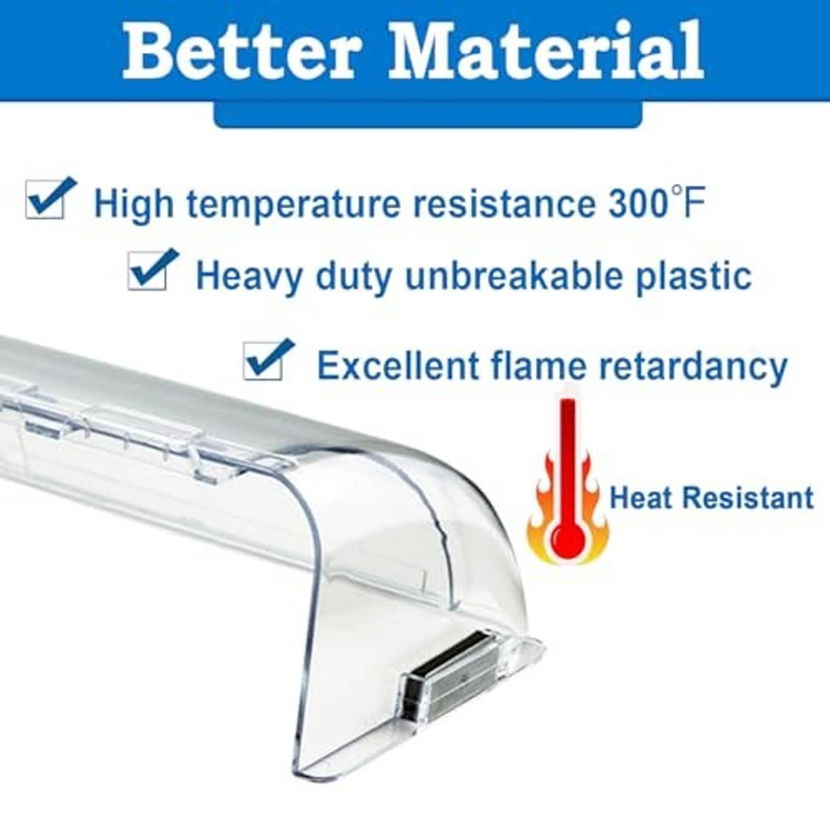Clear curved vent deflector with gray mounting bracket and transparent cover