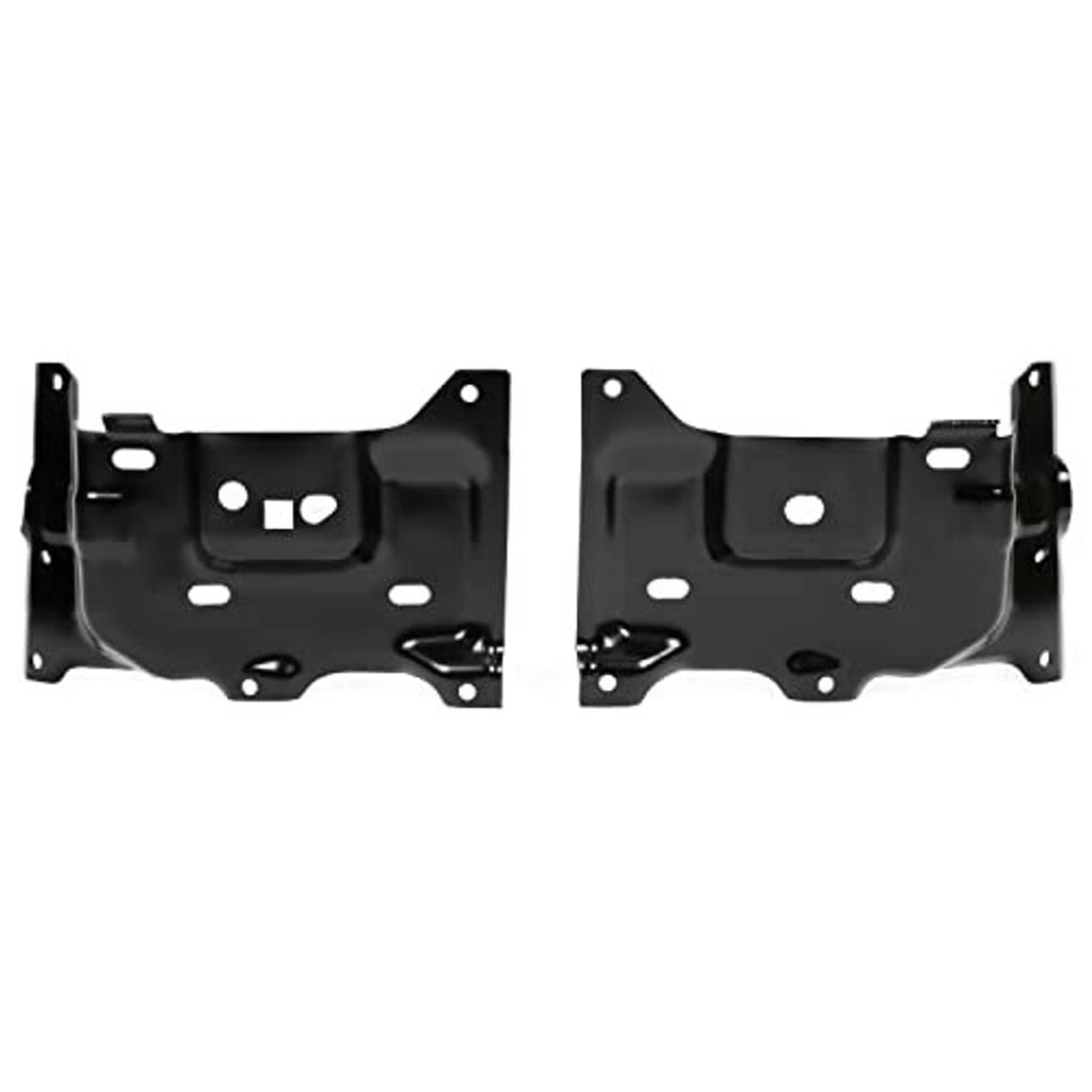 Front bumper bracket set, black steel plates with mounting tabs and holes