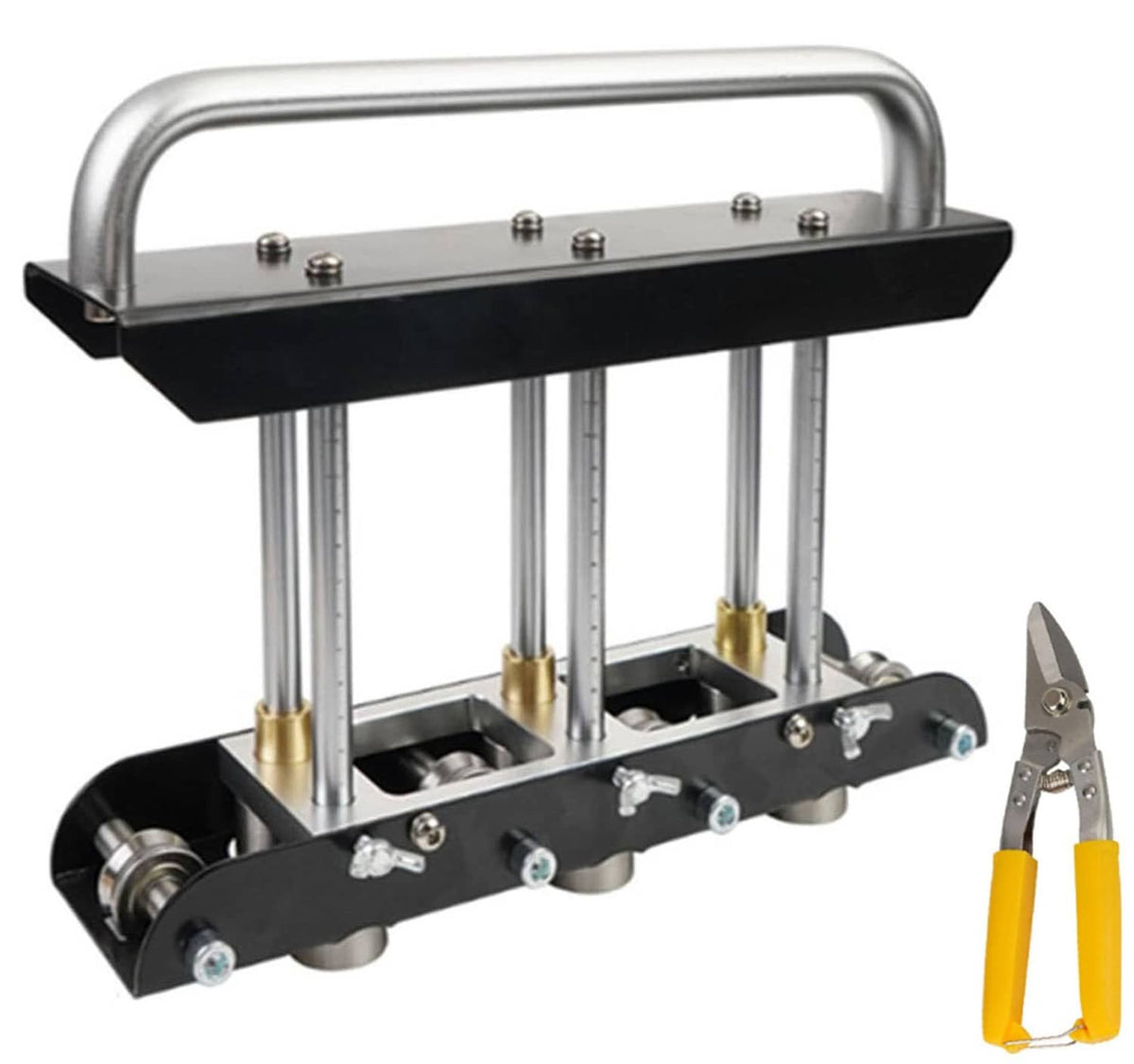Three-station edge roller sheet metal bender with roller head and handle tools