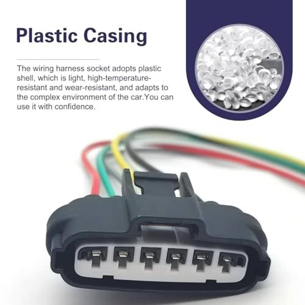6-pin throttle position sensor connector with black plastic housing and terminal pins
