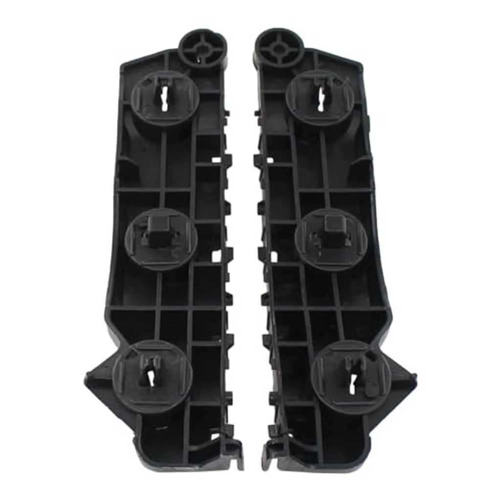 Front bumper bracket pair, black plastic interior view with grid channels and mounting pegs.
