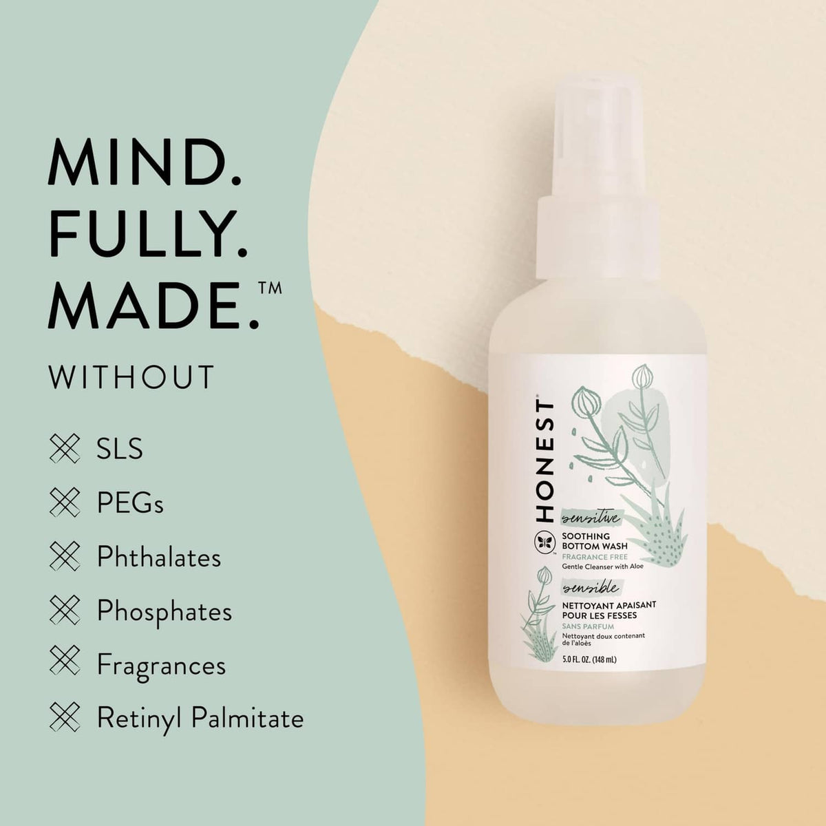 The Honest Company soothing bottom wash bottle with white spray pump