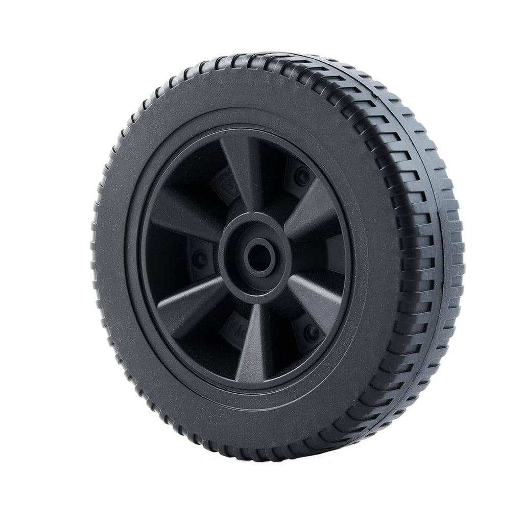 Single black 7-inch wheel with deep tread and 5-spoke hub