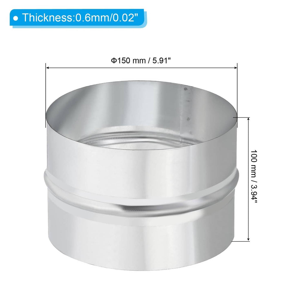 Silver-tone galvanized duct connector coupling with flanged 6-inch size opening