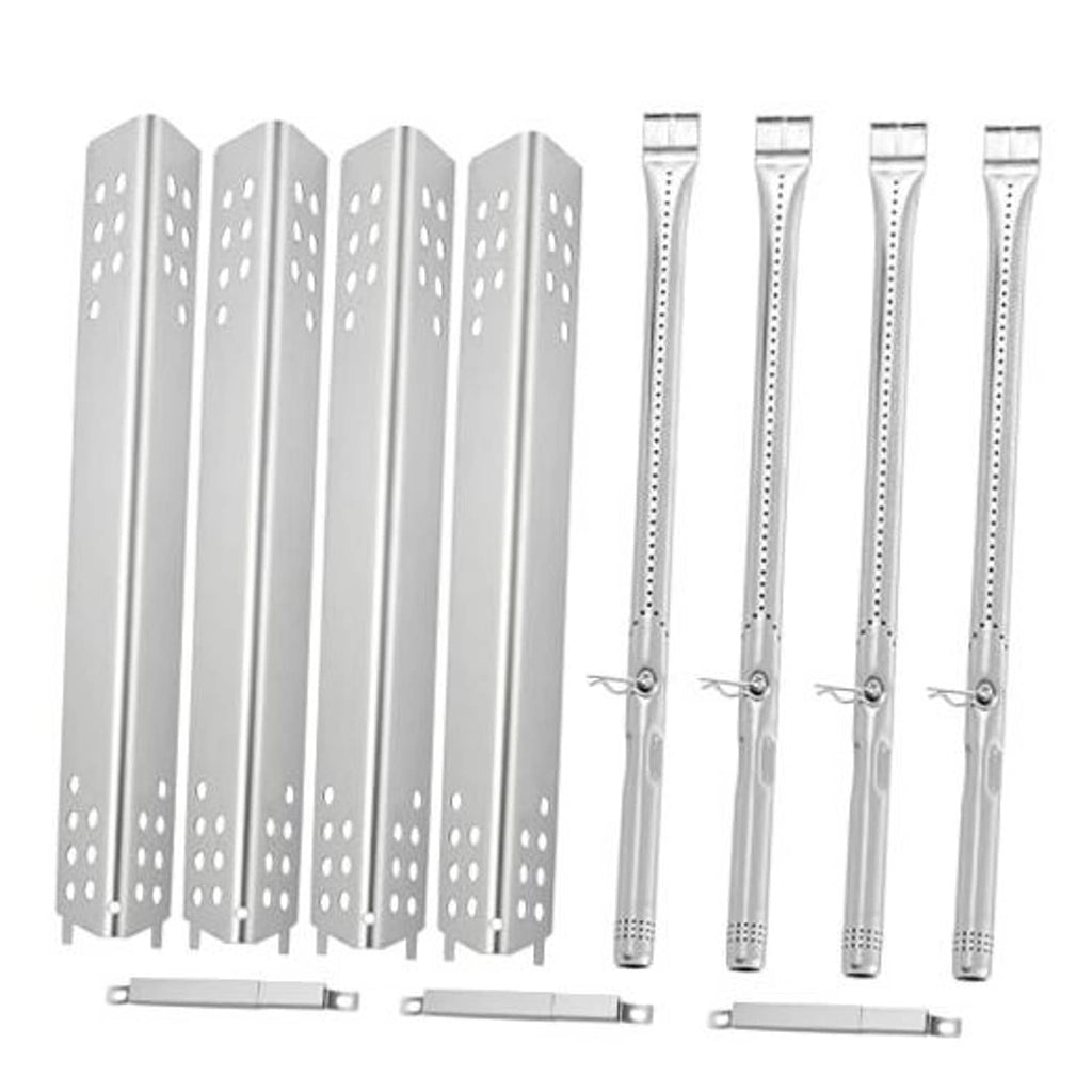 Stainless steel grill heat shield panels and burner tube replacements set of pieces