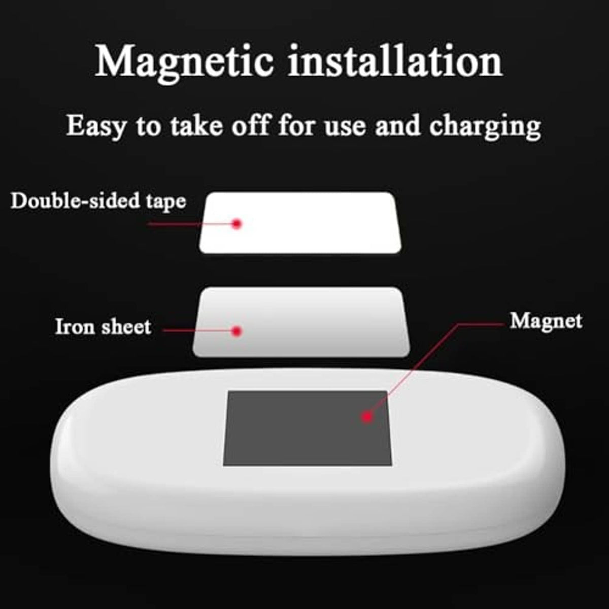 White LED ceiling light with magnetic mounting base for easy removal