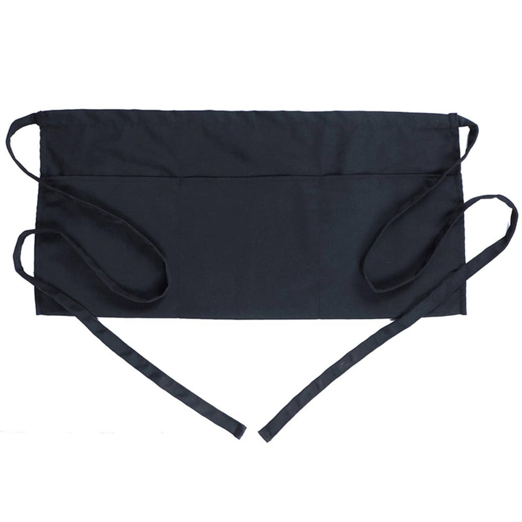 BOHARERS waist apron with 3 pockets in black, with neck loop ties
