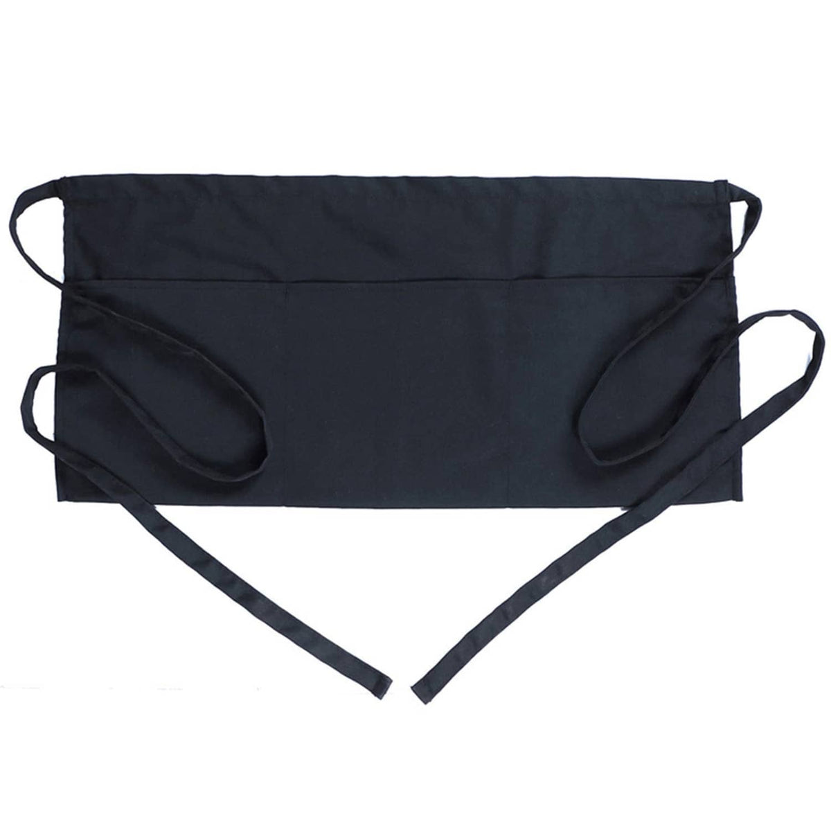 BOHARERS waist apron with 3 pockets in black, with neck loop ties