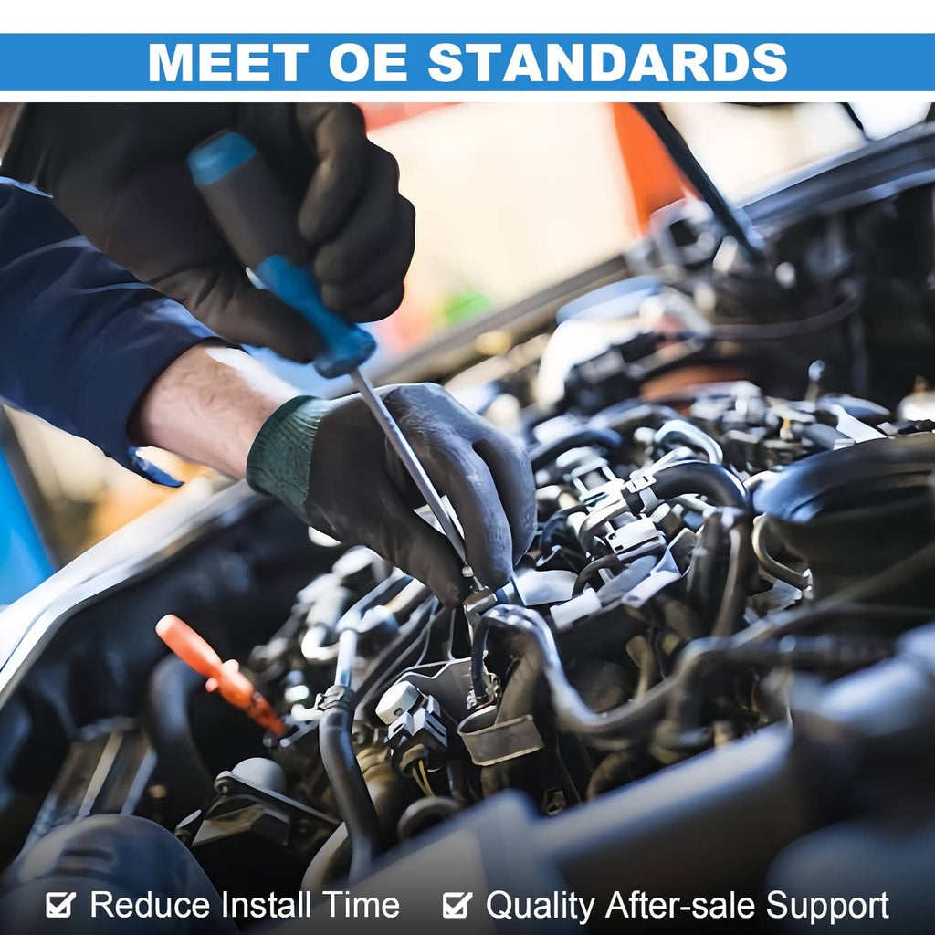 Automotive technician working with tools in the engine bay