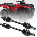 Rear CV axle drive shafts with black rubber boots and metal spline ends
