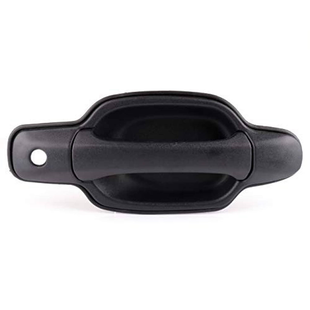 Exterior door handle, dark gray/black, rounded rectangular shape with mounting hole