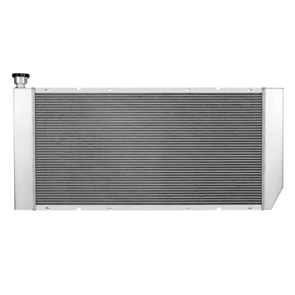 Aluminum 3-row radiator with fine cooling fins and side end tanks