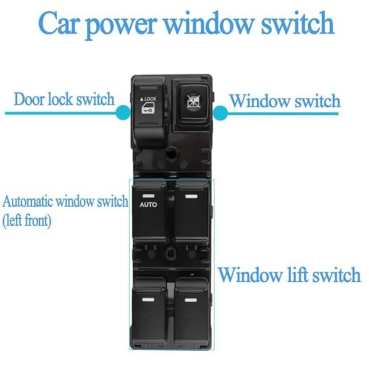 Black switch panel with door-lock and window buttons plus AUTO rocker