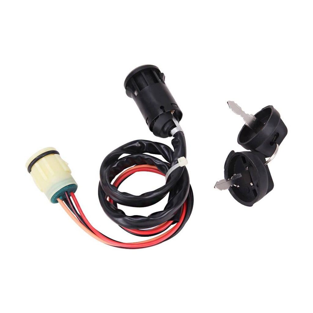 Ignition switch key wiring harness with black housing, connectors, and multi-color wires