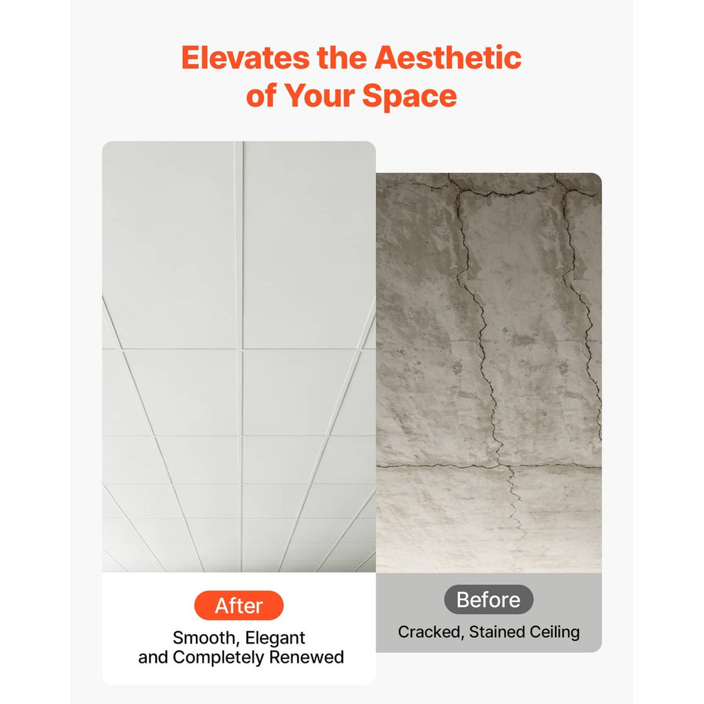 White smooth PVC ceiling tile panels for an even, refreshed ceiling finish.