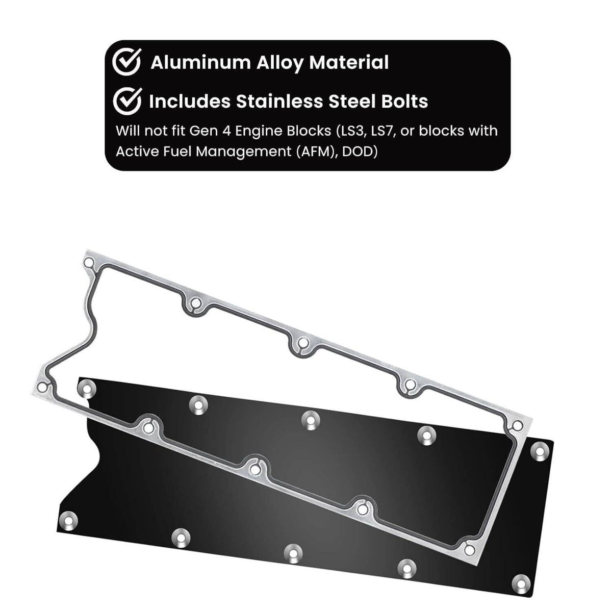 Billet knock sensor delete plate with gasket and vented bolt holes