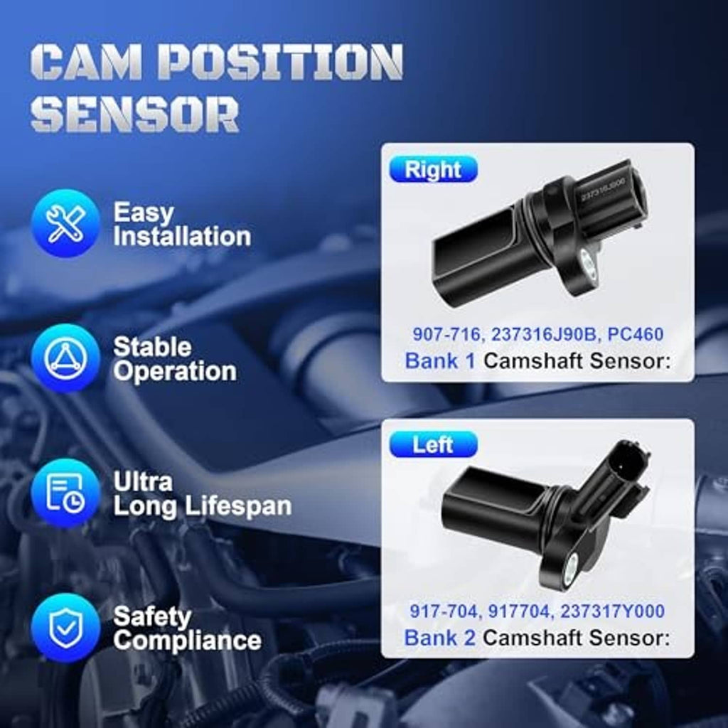 Black camshaft position sensor with mounting bracket and electrical connector