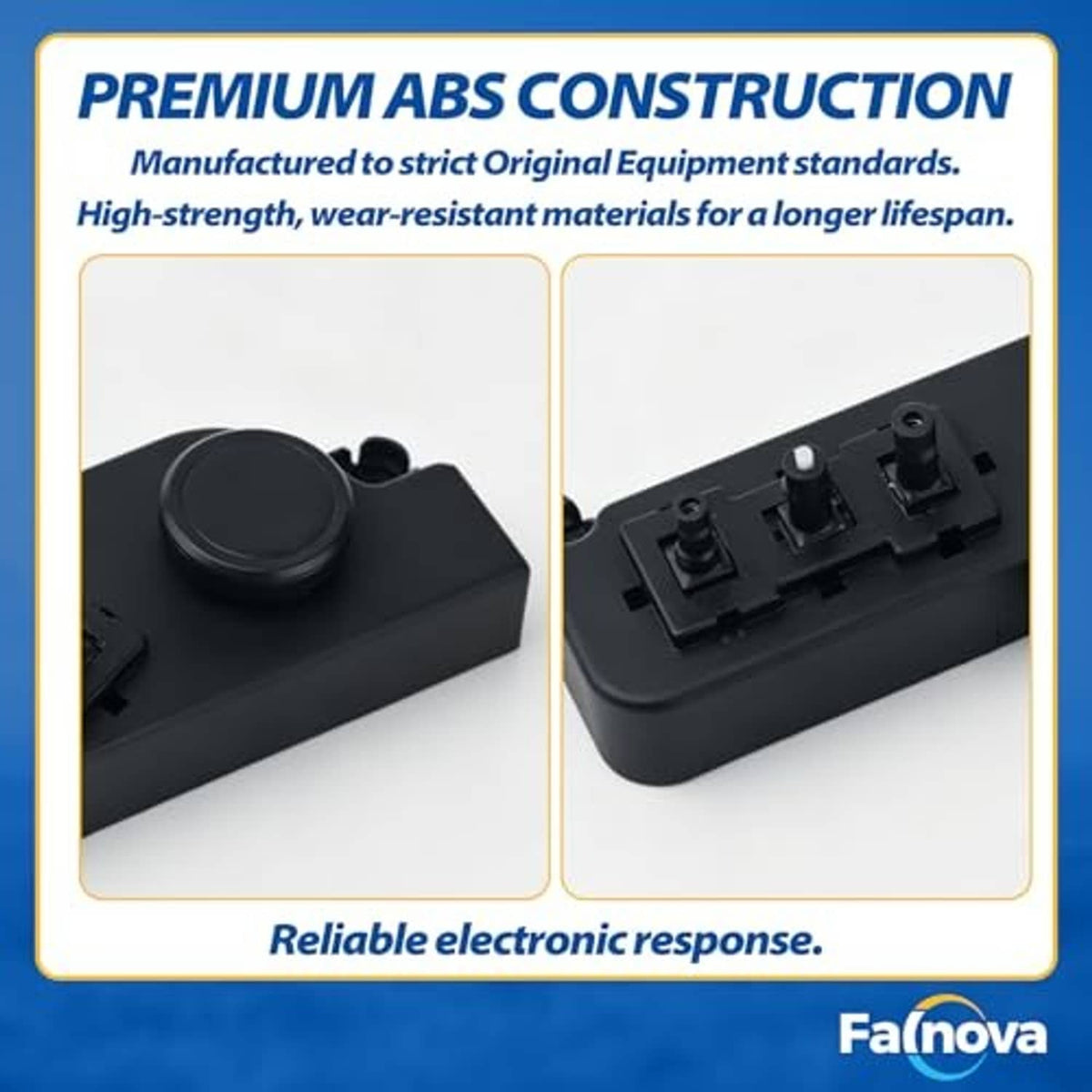 Black power seat switch module close-up with circular control pad
