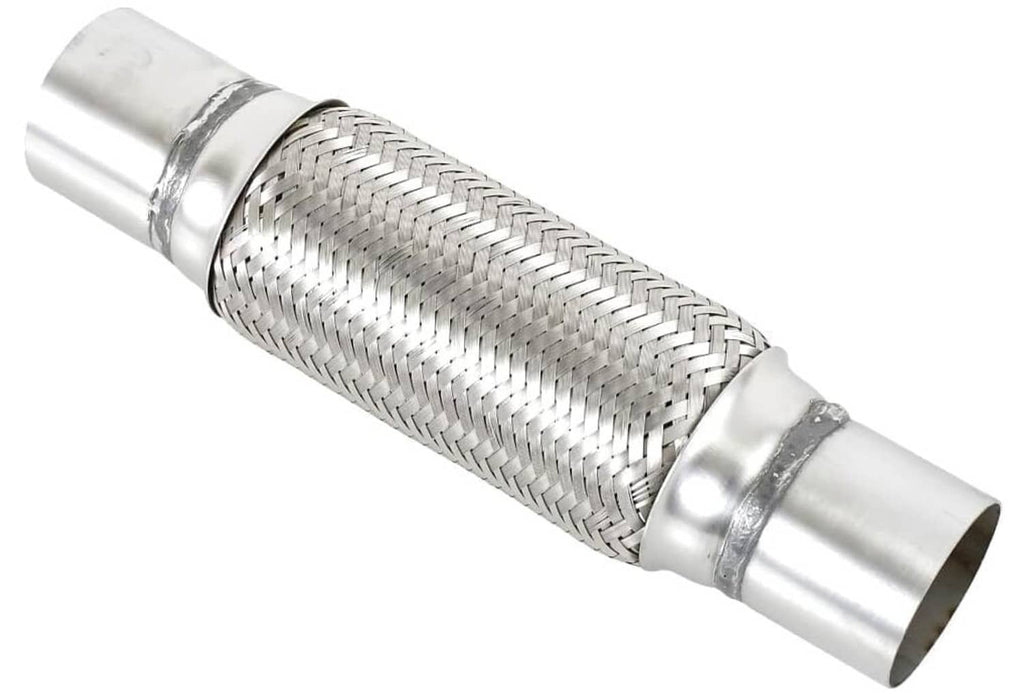 Stainless steel exhaust flex pipe with braided mesh and flared end sleeves