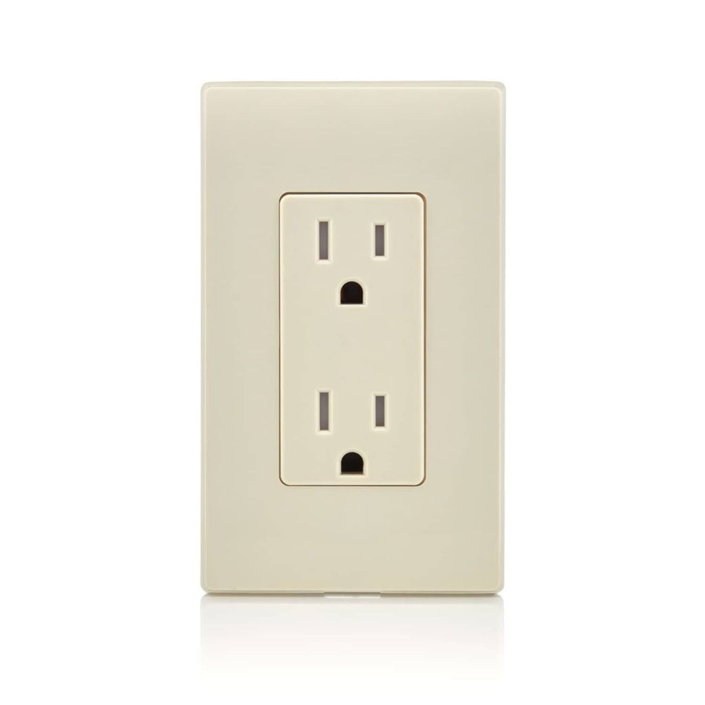 Light almond Decora-style tamper-resistant duplex outlet receptacle face
