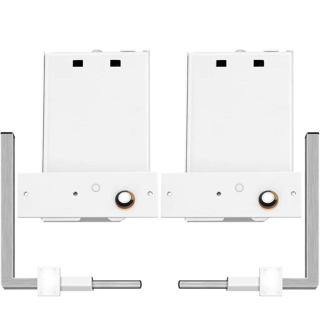 Two-piece Murphy bed spring mechanism kit with white mounting plates and circular bearings