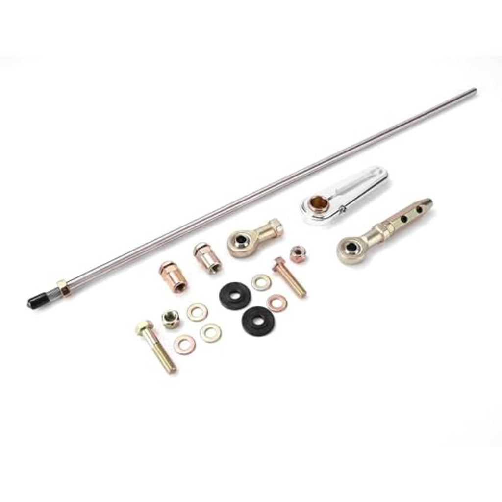Adjustable column shift linkage kit components with long rod, joints, and washers