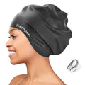 EverSport black swim cap with smooth fabric and snug fit for braids and dreadlocks