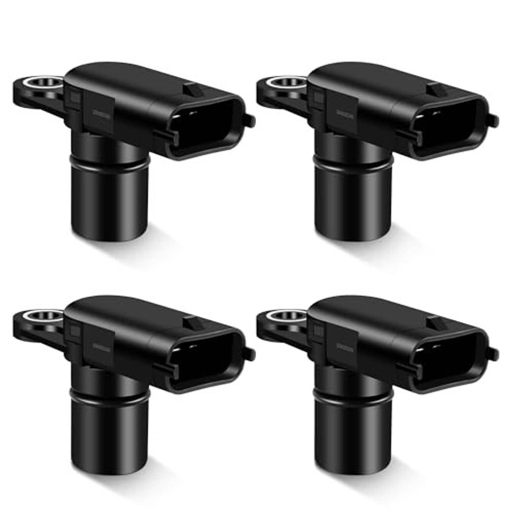 Set of 4 black camshaft position sensors, front and side views
