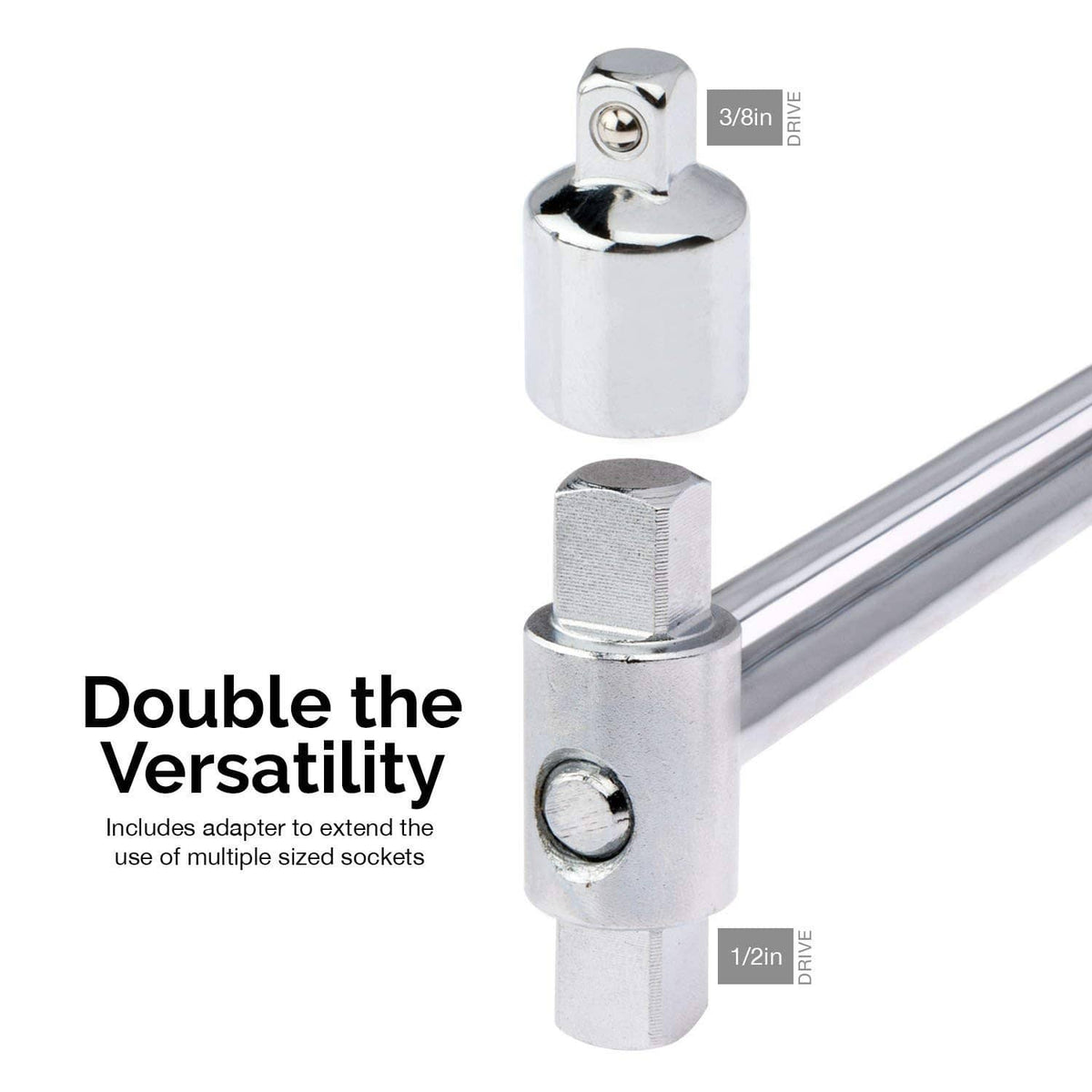 Beam torque wrench with chrome coupler adapter and socket end