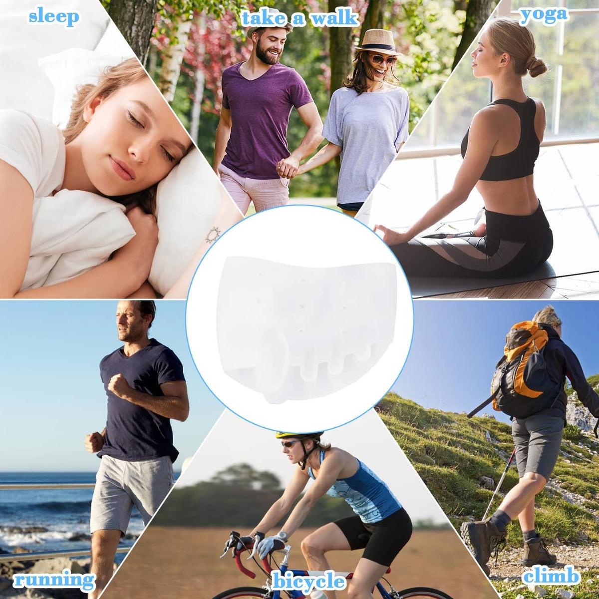 Silicone toe separator insert piece with four toe dividers for spacing