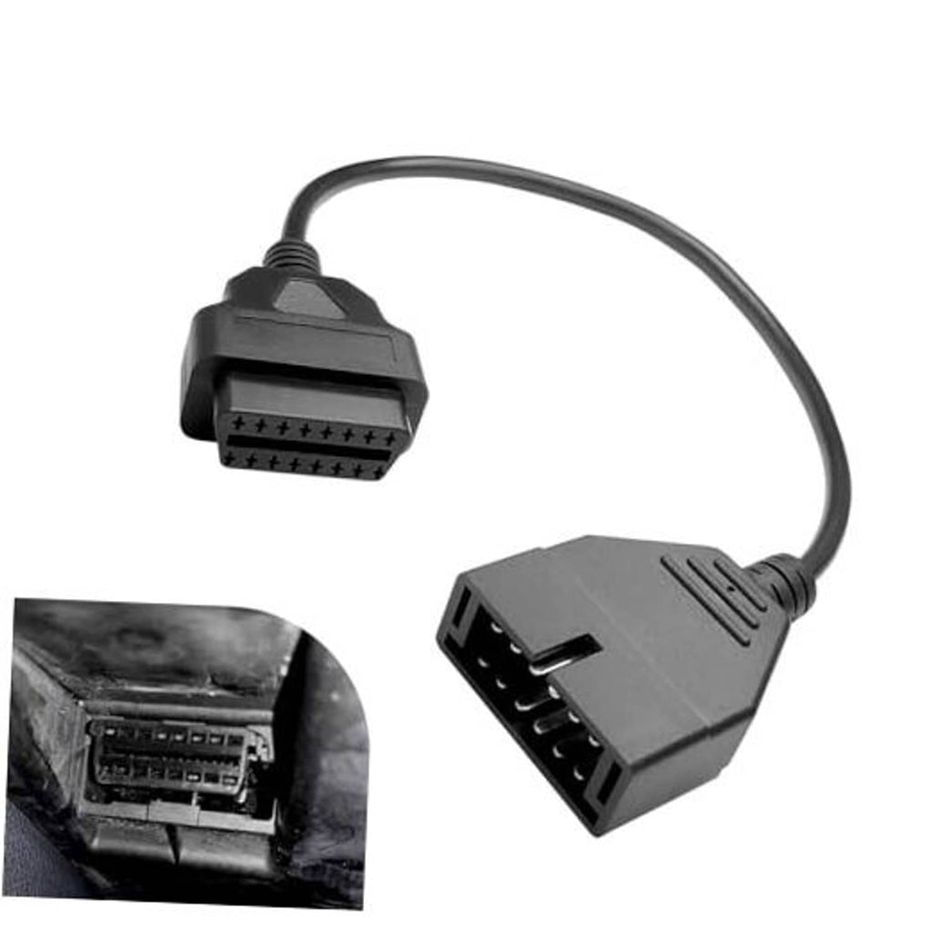 OBD1 to OBD2 adapter cable with 12-pin and 16-pin connectors, black