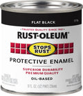 Flat black Rust-Oleum Stops Rust protective enamel paint can, 8 fl oz (1/2 pint)