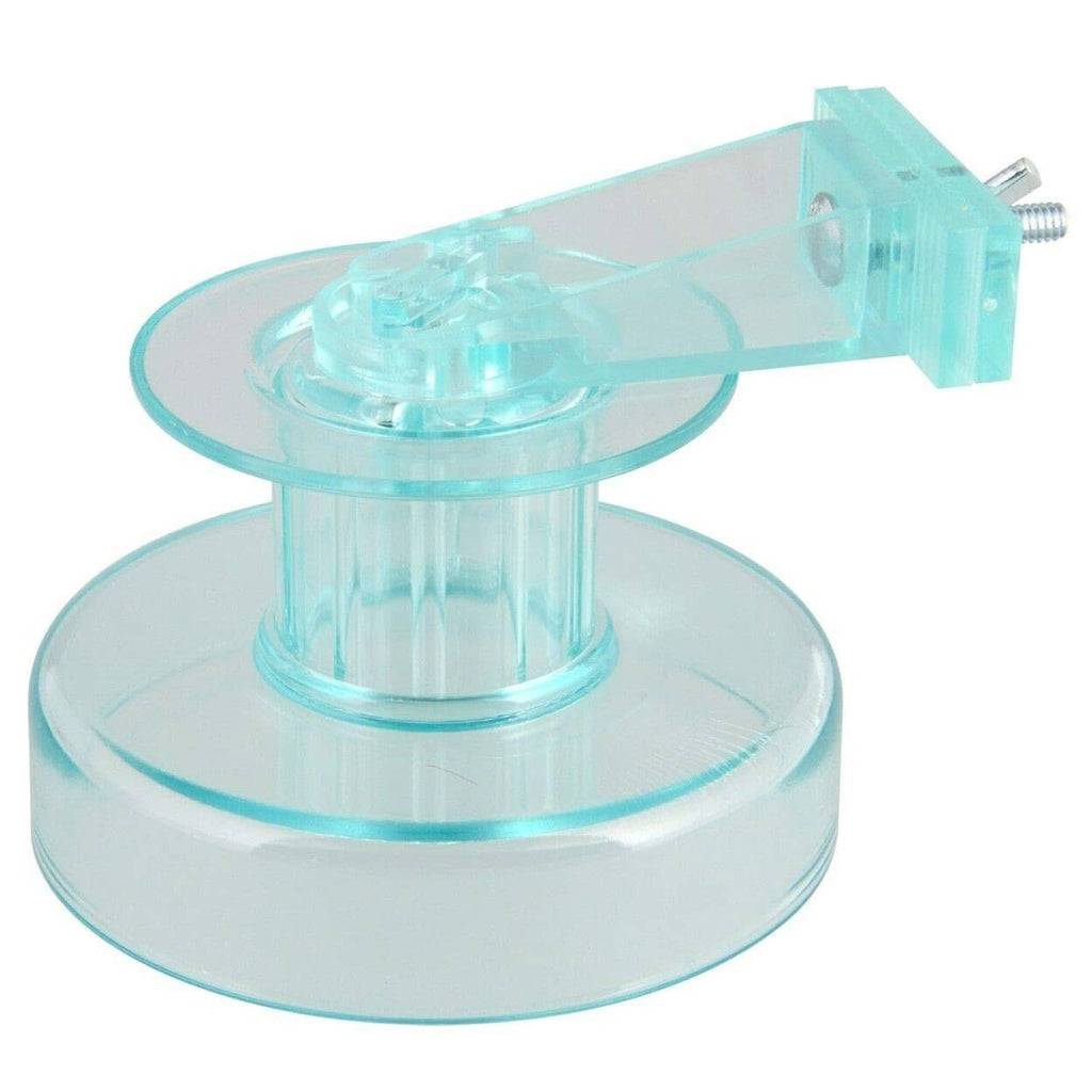 Turquoise bird bath pedestal with mounting bracket screw for wire-cage use