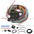 21-circuit wiring harness kit with multi-color wires and fuse/relay module with 2 switches