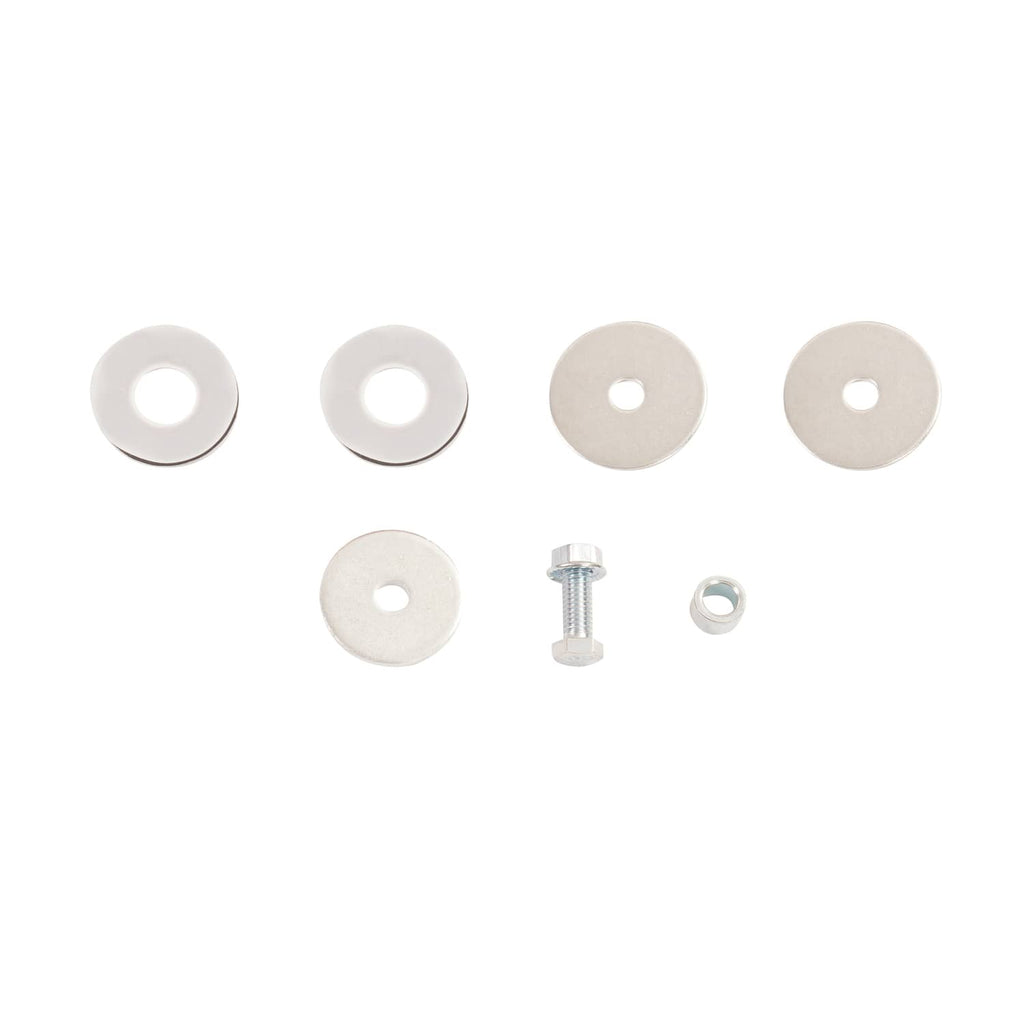 Replacement hardware kit with washers, bolt, and small spacer pieces