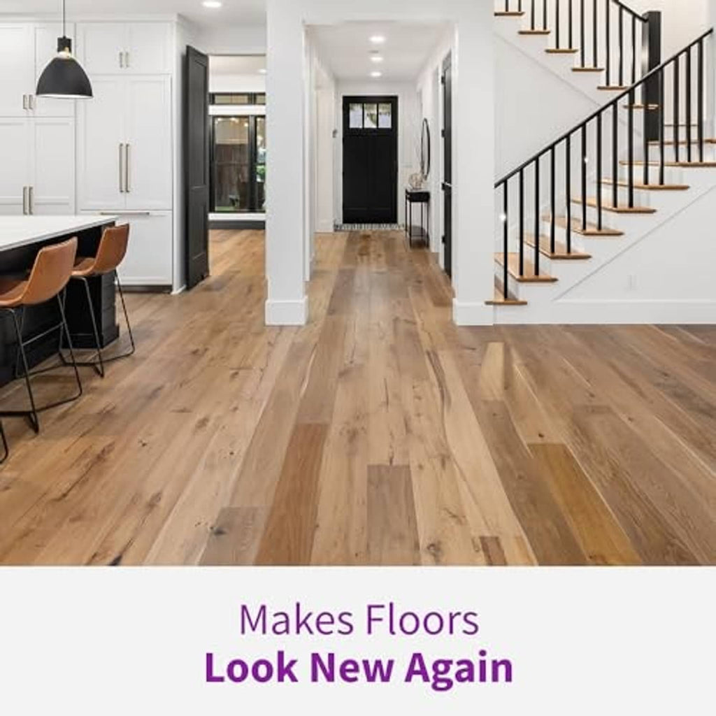 Shiny hardwood floor finish in a home hallway