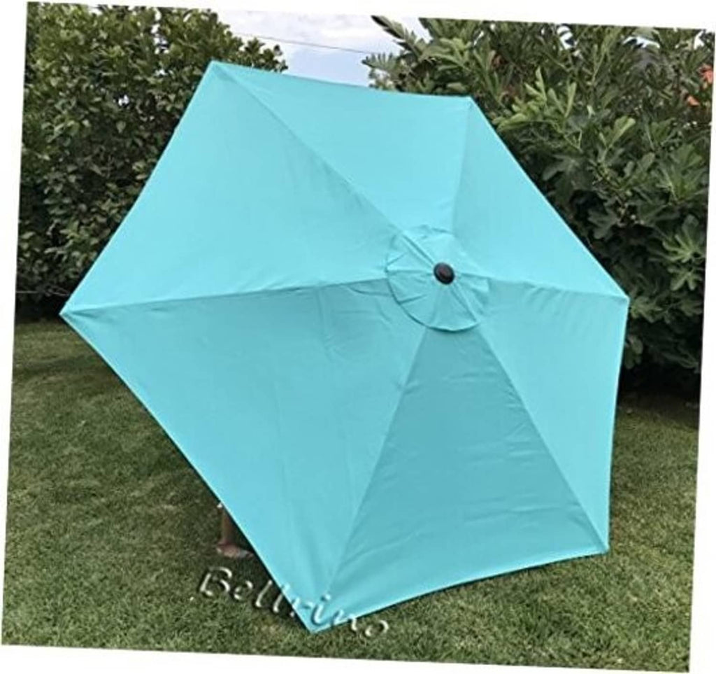 Peacock blue umbrella canopy with center vent and button