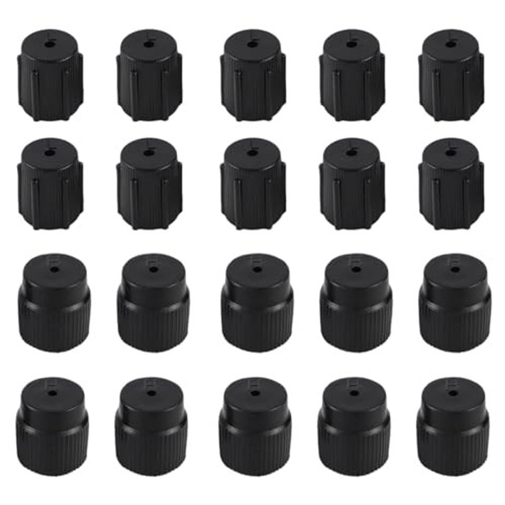 Black air conditioning valve cores with ribbed sides and small center hole openings