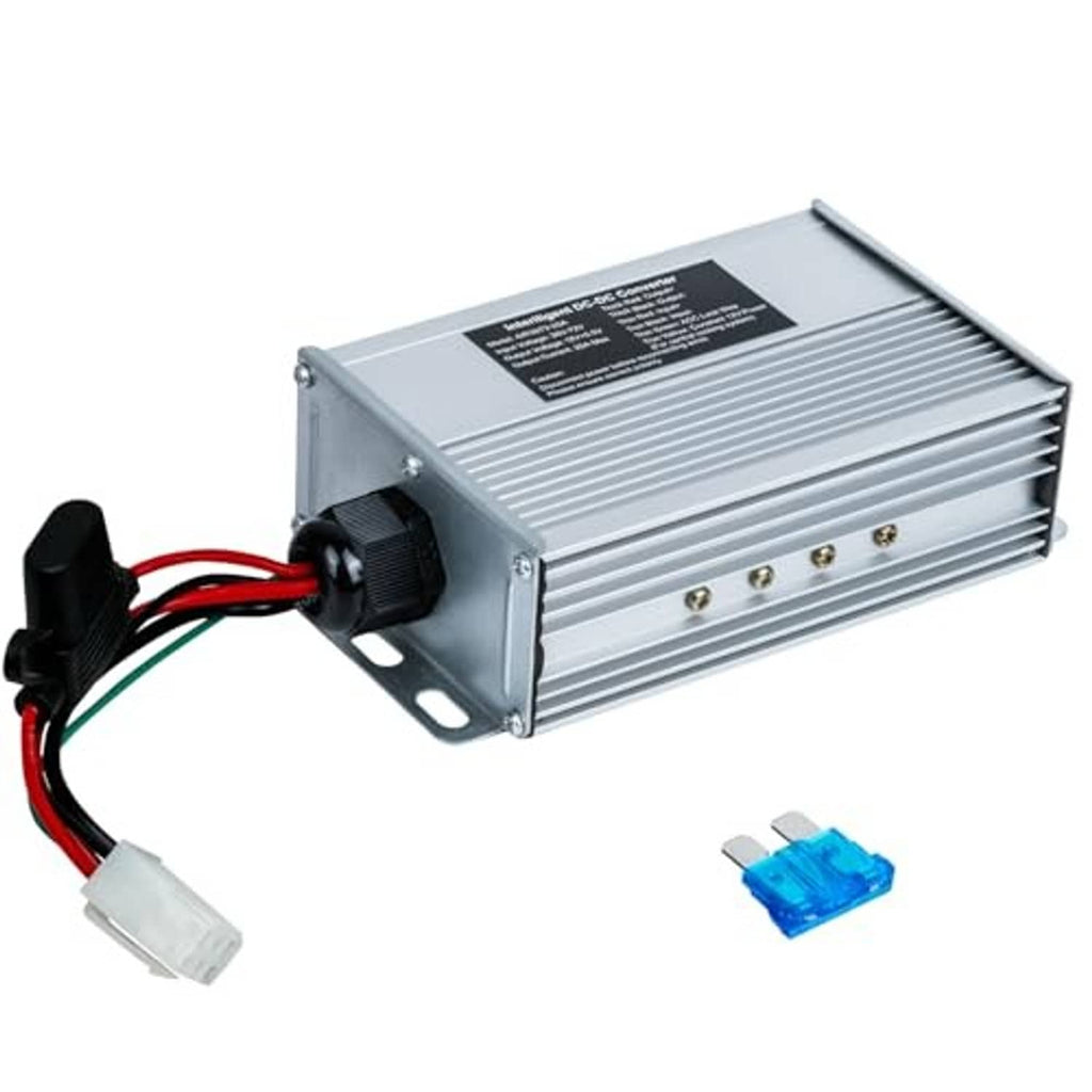 DC-DC step-down voltage converter with output terminals and red/black wiring