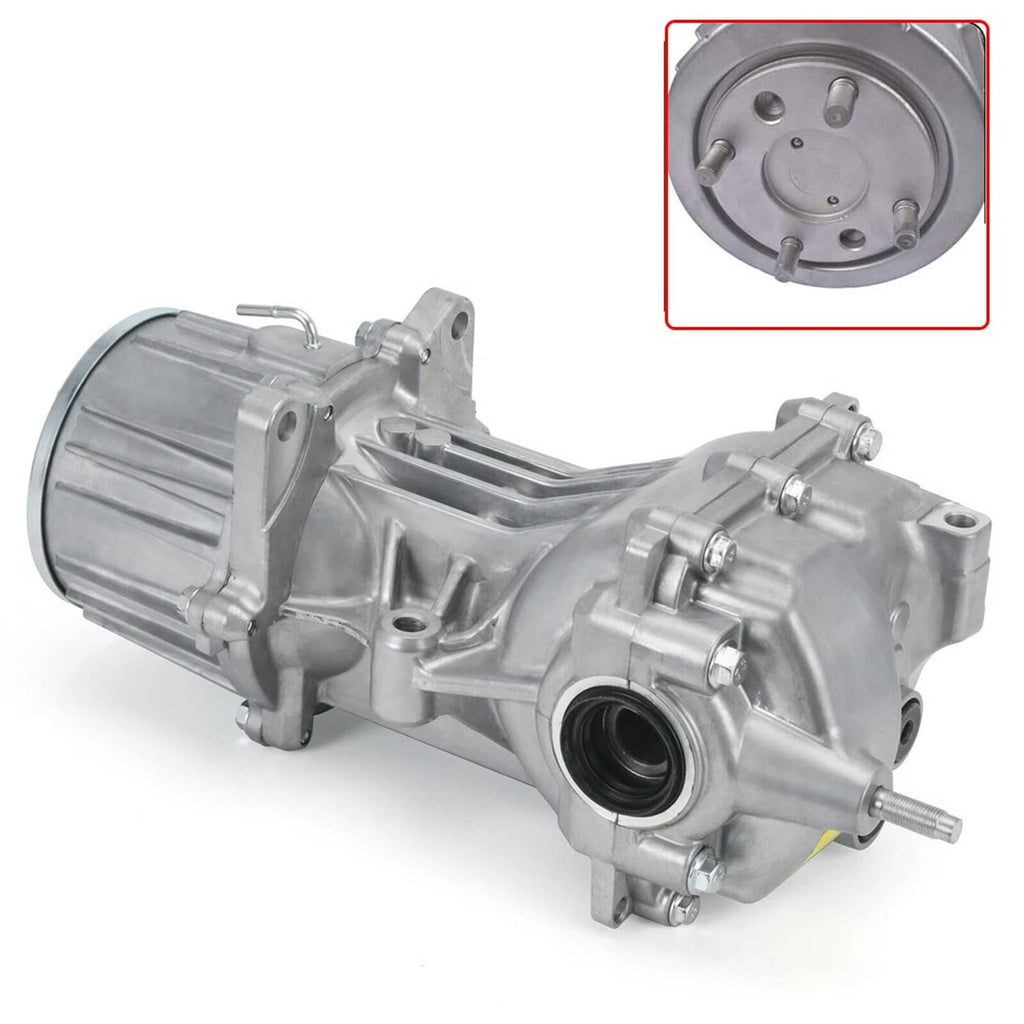 Metal rear differential carrier with circular rear cover plate and axle connection