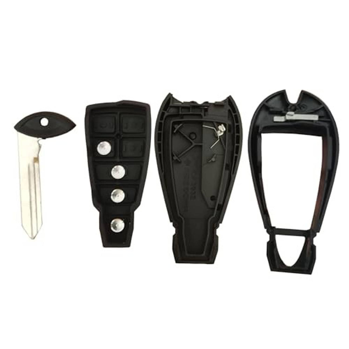 Black key fob shell case set with key blade and two separate front housings
