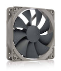 120mm computer cooling fan with dark blades and gray square frame